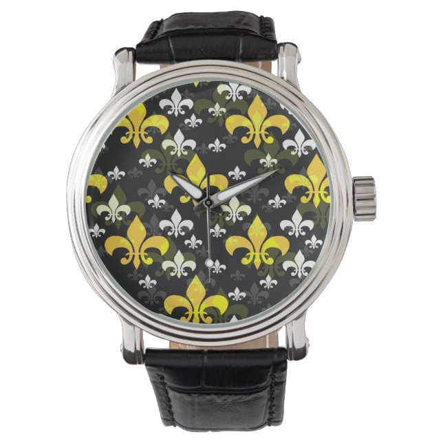 Reloj De Pulsera Fleur Blanco Amarillo De Lis (Anverso)