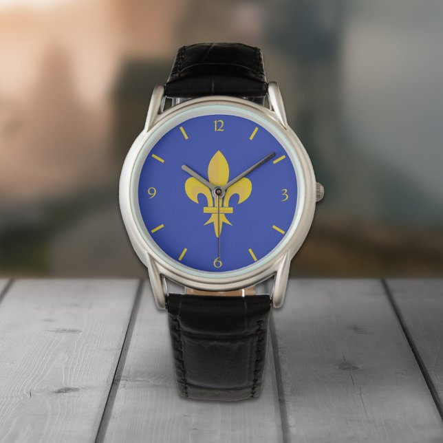 Reloj De Pulsera Fleur de Lis en Royal Blue Watch (Gold Fleur de Lis Royal Blue Watch)