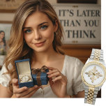 Reloj De Pulsera Fleur de Lis Gold Vintage París<br><div class="desc">Diseño francés vintage con cuatro flores de lis doradas formando una cruz en el centro.</div>