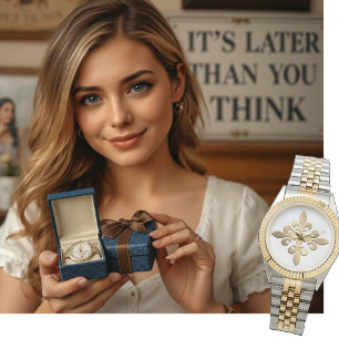 Reloj De Pulsera Fleur de Lis Gold Vintage París