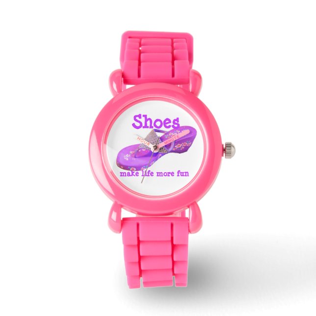 Reloj De Pulsera Flip Flops de Purpurina púrpura (Anverso)