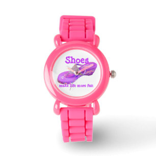 Reloj De Pulsera Flips-flopes púrpuras del purpurina