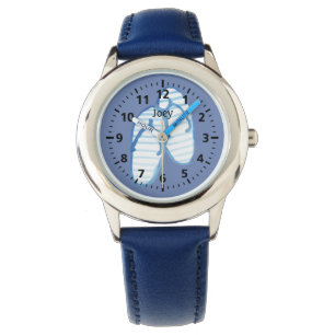 Reloj De Pulsera Flops de volteo de rayas azules en azul personaliz