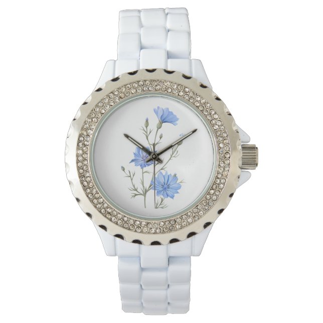 Reloj De Pulsera Flor achicoria salvaje acuarela (Anverso)