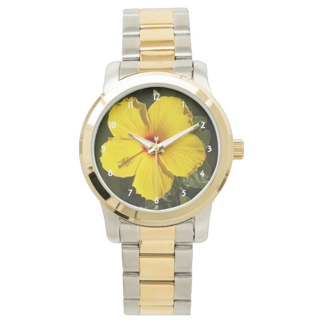 Reloj De Pulsera Flor amarilla hibiscus (Anverso)
