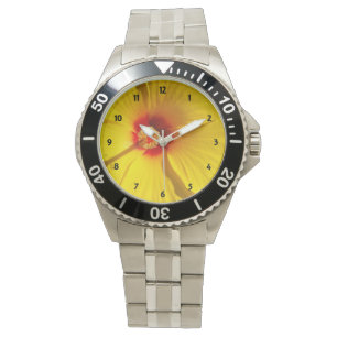 Reloj De Pulsera Flor amarilla hibiscus