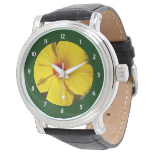 Reloj De Pulsera Flor amarilla hibiscus