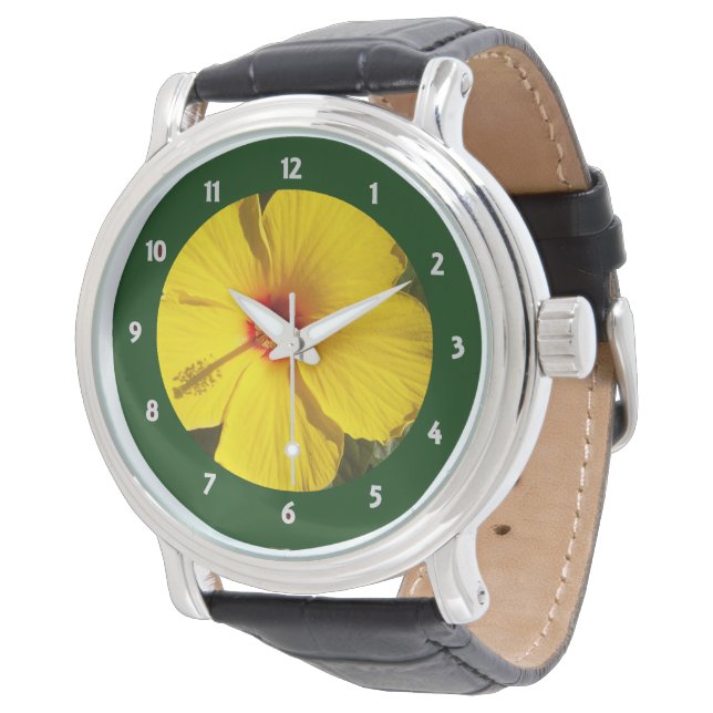 Reloj De Pulsera Flor amarilla hibiscus (Angular)