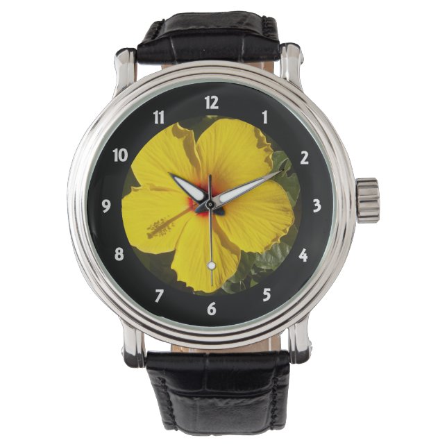 Reloj De Pulsera Flor amarilla hibiscus (Anverso)