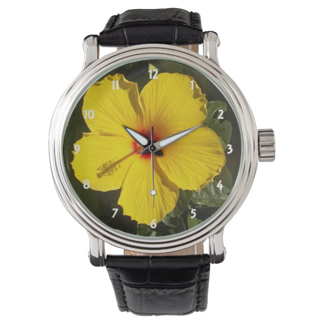 Reloj De Pulsera Flor amarilla hibiscus (Anverso)