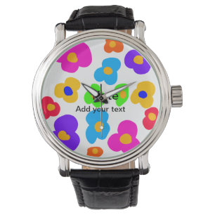 Reloj De Pulsera Flor arcoiris orgullo amor añadir nombre texto lqb