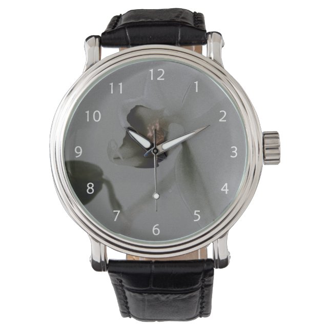 Reloj De Pulsera Flor artificial en tonos grises (Anverso)