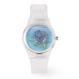 Reloj De Pulsera Flor Azul
