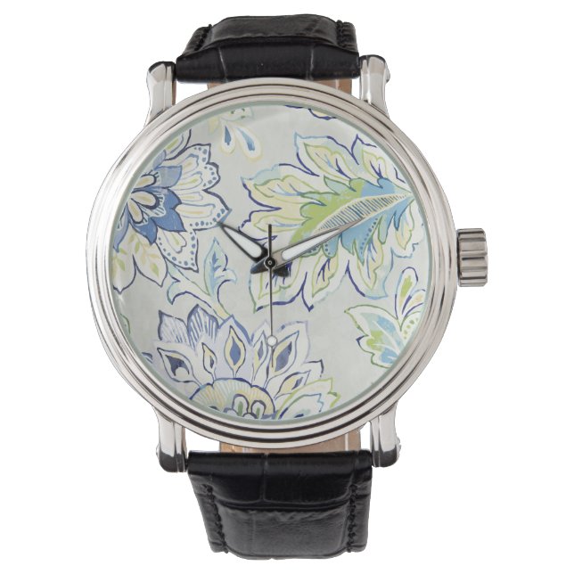 Reloj De Pulsera Flor azul bohemia (Anverso)