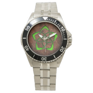 Reloj De Pulsera Flor céltica del verde del nudo en el arte digita