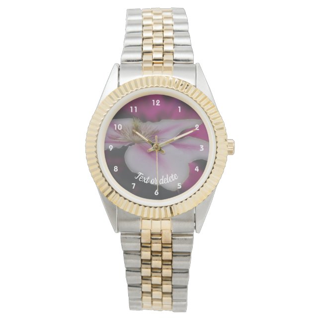 Reloj De Pulsera Flor Clematis Blanca Y Rosa Personalizada (Anverso)