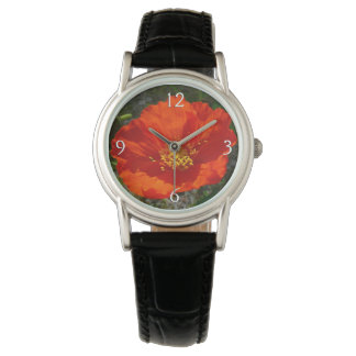 Reloj De Pulsera Flor colorida de adormidera roja de Alaska