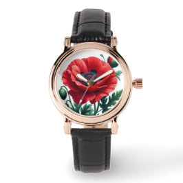 Reloj De Pulsera Flor de adormidera roja