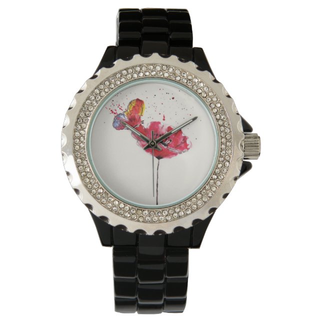 Reloj De Pulsera Flor de amapola acuarela estilizada (Anverso)