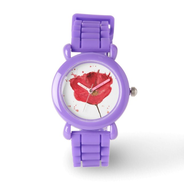 Reloj De Pulsera Flor de amapola acuarela pintada 2 (Anverso)