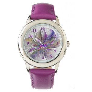 Reloj De Pulsera Flor de arte fractal enérgica y colorida