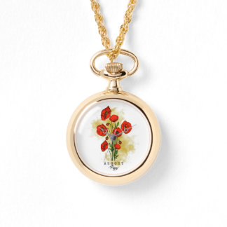 Reloj De Pulsera Flor de Birth Month Nacida en las flores de amapol