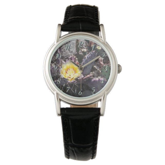 Reloj De Pulsera Flor de cactus amarillo (Anverso)