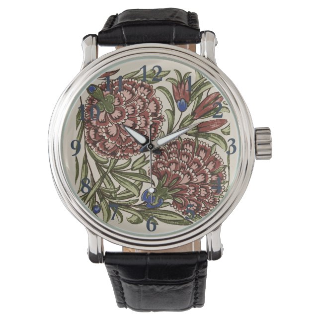 Reloj De Pulsera Flor de clavel Tile Antiguo Arte Rústico (Anverso)