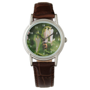 Reloj De Pulsera Flor De Columba Blanca Y Abeja De Burbuja