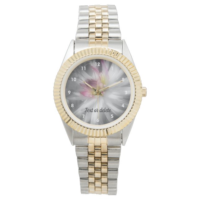 Reloj De Pulsera Flor De Dahlia En Blanco Y Negro Personalizada (Anverso)