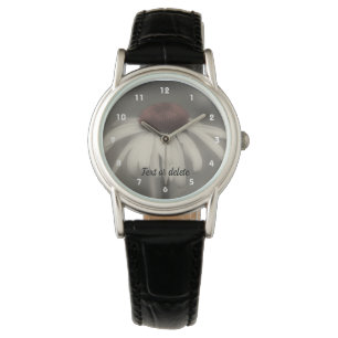 Reloj De Pulsera Flor De Daisy En Blanco Y Negro Personalizada