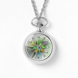 Reloj De Pulsera Flor de fantasía colorida Resumen moderno Fractal