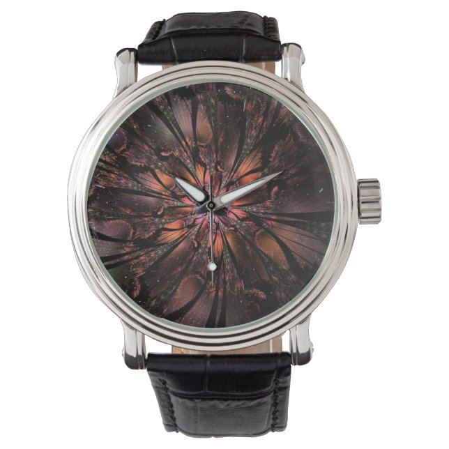 Reloj De Pulsera Flor de fantasía fractal suave y delicada (Anverso)