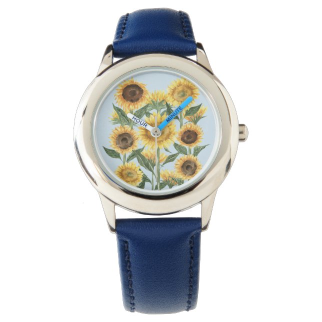 Reloj De Pulsera Flor de girasol Niños Florales (Anverso)