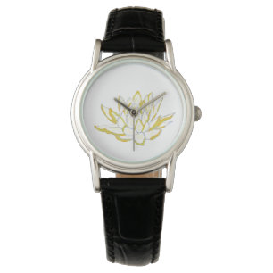 Reloj De Pulsera Flor de loto amarillo Accesorios de Boho mujeres