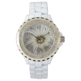 Reloj De Pulsera Flor de marfil grande, abstracto arte fractal mode