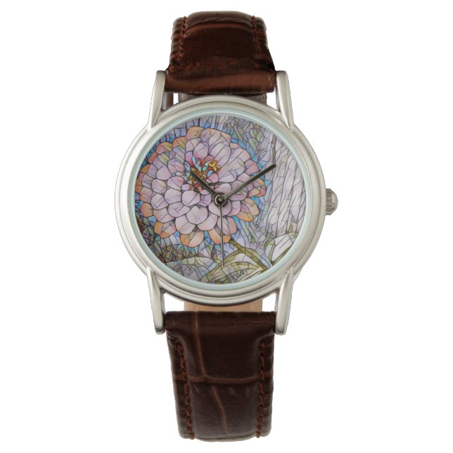 Reloj De Pulsera Flor de mosaico (Anverso)