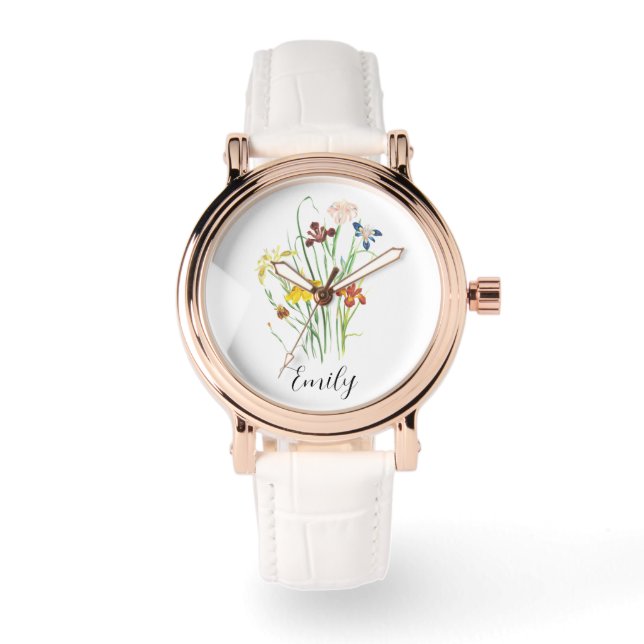 Reloj De Pulsera Flor de nacimiento - Flor de nacimiento personaliz (Anverso)