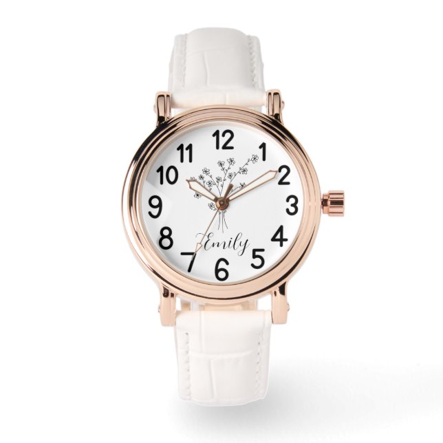 Reloj De Pulsera Flor de nacimiento personalizada (Anverso)