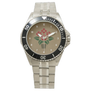 Reloj De Pulsera Flor de Nochebuena tejida roja