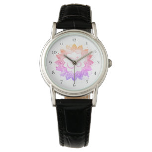 Reloj De Pulsera *~* Flor de nueva edad negra de Om Lotus Mandala