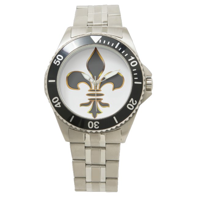 Reloj De Pulsera Flor de oro y negro (Anverso)