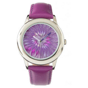 Reloj De Pulsera Flor de pasión abstracta fractal rosa púrpura