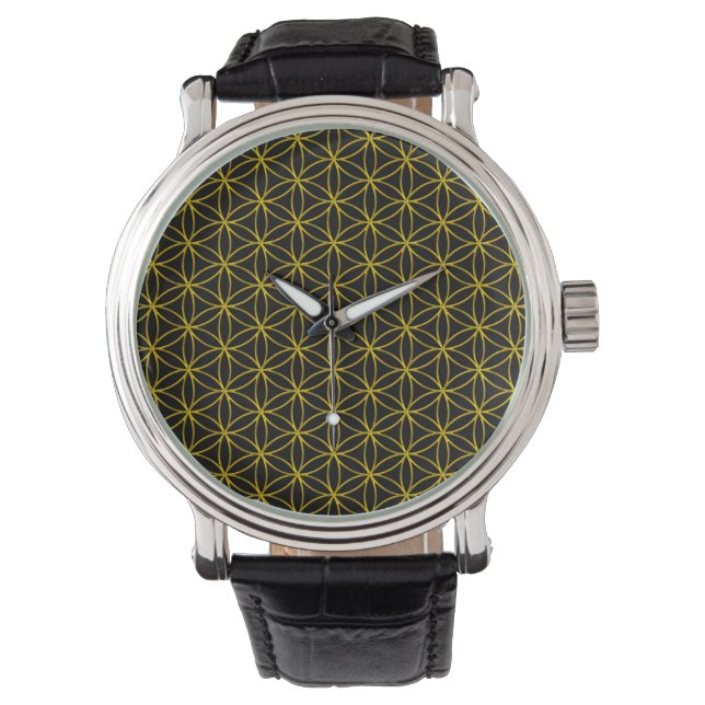 Reloj De Pulsera Flor de vida / Blume des Lebens - patrón oro (Anverso)
