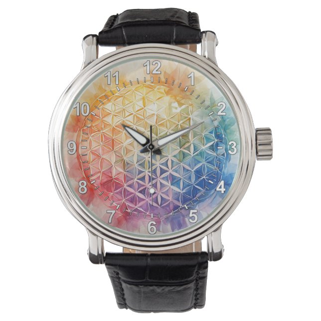 Reloj De Pulsera Flor de vida - Pintura de acuarela (Anverso)