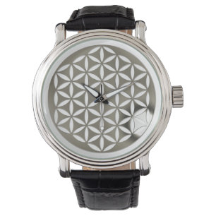 Reloj De Pulsera Flor de vida - plata - golpeada