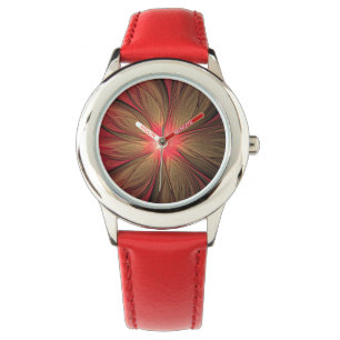 Reloj De Pulsera Flor fractal de fanatismo rojo
