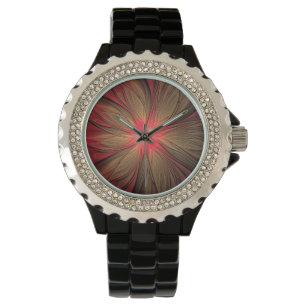 Reloj De Pulsera Flor fractal de fanatismo rojo