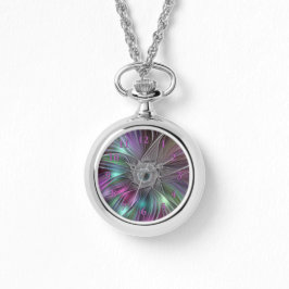 Reloj De Pulsera Flor grande colorida Resumen arte fractal trippy
