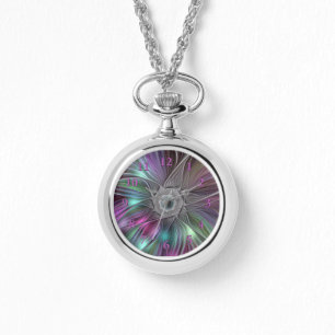 Reloj De Pulsera Flor grande colorida Resumen arte fractal trippy